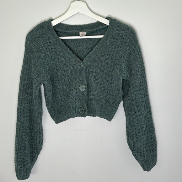 Cropped Emerald Green Uo Cardigan - Picture 1 of 3